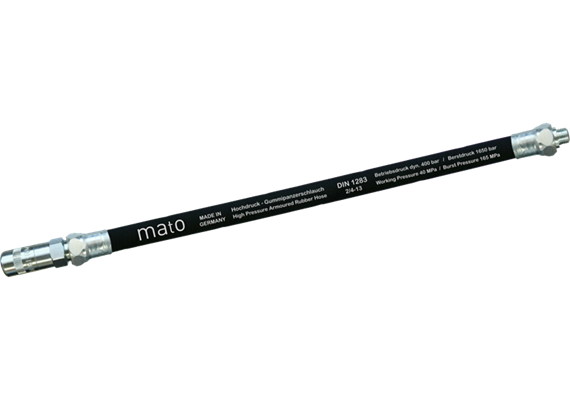 Hochdruck-Gummipanzerschlauch RH50-C mit Hydraulikmundstück, Länge 500 mm, Anschluss M10x1