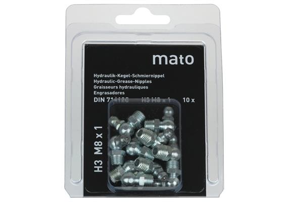 MATO Schmiernippel H3 M10x1,5 aus Stahl verzinkt, SW11 - Blister-Pack - VPE 10 Stk.