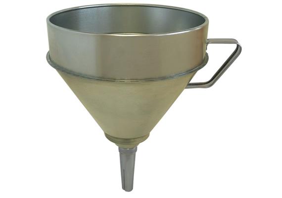 Weissblech Trichter F-T 240 mit Sieb und starrem geradem Auslauf - ø 240 mm