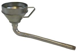 Weissblech Trichter FA-T 160 mit Sieb und flexiblem, abgewinkeltem Auslauf - ø 160 mm