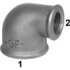 Coude réduit 90° GF Fittings N° 90 galvanisé 2"- 1½"