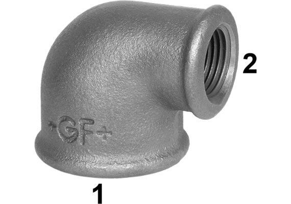 Coude réduit 90° GF Fittings N° 90 galvanisé 2"- 1½"