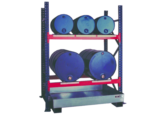 Étagère barillet pour 3 fûts de 60 l et 2 de 200 l