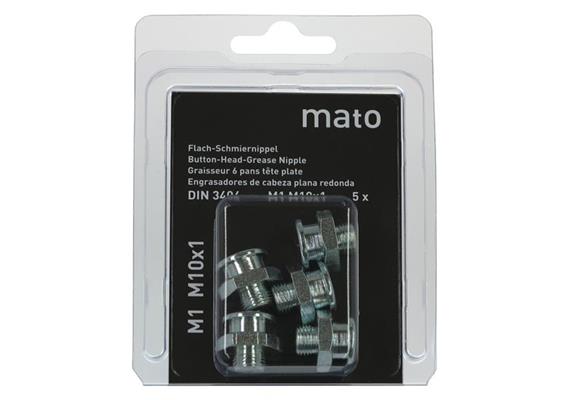 Graisseur à tête plate M1 M10x1 - ø16 mm - 6-pans 17, acier zingué en blister - UE 5 pcs.