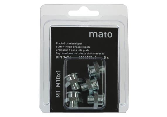 Graisseur à tête plate M1 M8x1 - ø16 mm - 6-pans 17, acier zingué en blister - UE 5 pcs.