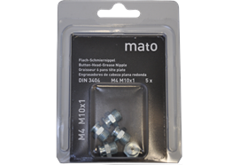 Graisseur à tête plate M4 M10x1 - ø10 mm - 6-pans 11, acier zingué en blister - UE 5 pcs.