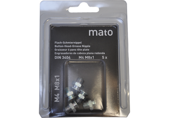 Graisseur à tête plate M4 M8x1 - ø10 mm - 6-pans 11, acier zingué en blister - UE 5 pcs.