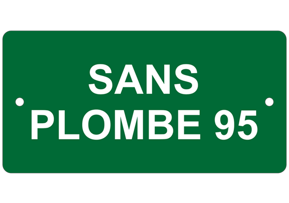 Plaquette en aluminium vert, 100 x 50 mm "SANS PLOMBE 95"