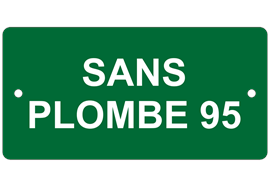 Plaquette en aluminium vert, 100 x 50 mm "SANS PLOMBE 95"