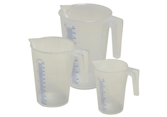 Set de gobelet gradué pour liquide, en plastique, Type J-PP 0,5 + 1,0 + 2,0 litres