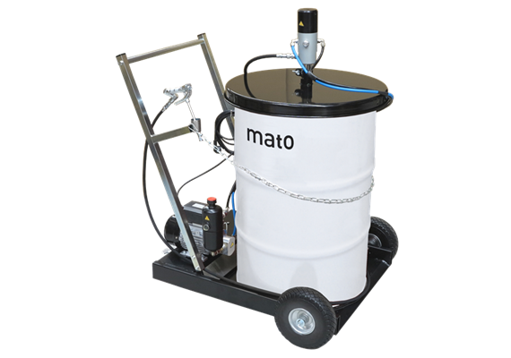 eHybrid-Greaser mobile MATO, per fusti da 200 kg, ø interno 550-590 mm, tubo 3.5 m