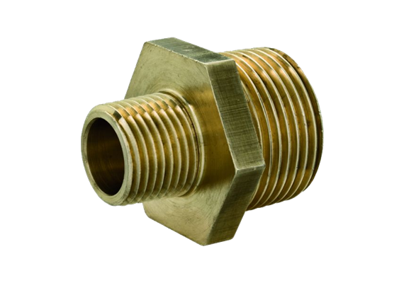 Nipplo doppio ridotto in ottone 1/2“ x1/4” maschio