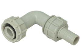 Raccordo portagomma a gomito DN19 con ghiera 1" BSP
